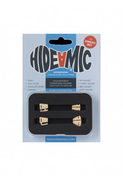 MKE2 Hide-a-mic set 4 different holders in case, Beige