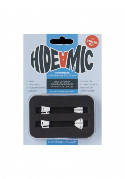 Hide-a-mic set 4 different holders in case, White