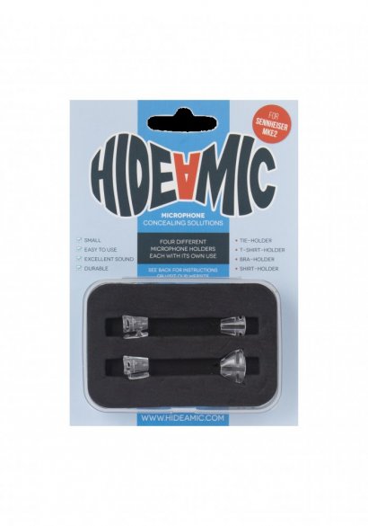 MKE 2 Hide-a-mic set 4 different holders in case, Transparent